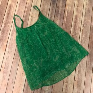 {New York & Company) Green Layered Sheer Cami